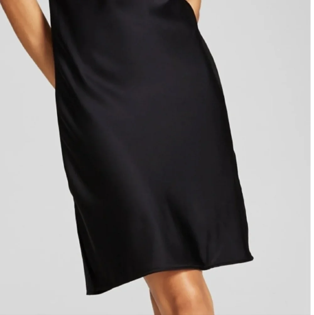 And Now This Women's Asymmetric Chain Strap Slip Dress Black NWOT